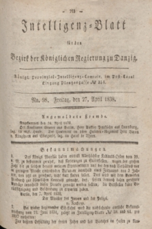 Intelligenz-Blatt für den Bezirk der Königlichen Regierung zu Danzig. 1838, No. 98 (27 April)