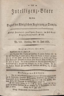 Intelligenz-Blatt für den Bezirk der Königlichen Regierung zu Danzig. 1838, No. 140 (19 Juni) + dod.