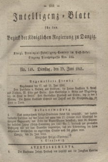 Intelligenz-Blatt für den Bezirk der Königlichen Regierung zu Danzig. 1841, No. 148 (29 Juni)