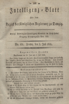Intelligenz-Blatt für den Bezirk der Königlichen Regierung zu Danzig. 1841, No. 151 (2 Juli) + dod.