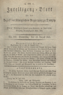 Intelligenz-Blatt für den Bezirk der Königlichen Regierung zu Danzig. 1841, No. 192 (19 August) + dod.
