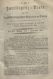 Intelligenz-Blatt für den Bezirk der Königlichen Regierung zu Danzig. 1841, No. 205 (3 September)