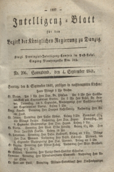 Intelligenz-Blatt für den Bezirk der Königlichen Regierung zu Danzig. 1841, No. 206 (4 September) + dod.