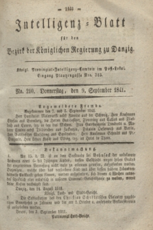 Intelligenz-Blatt für den Bezirk der Königlichen Regierung zu Danzig. 1841, No. 210 (9 September) + dod.