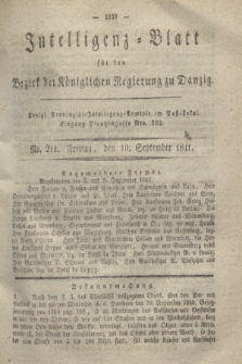 Intelligenz-Blatt für den Bezirk der Königlichen Regierung zu Danzig. 1841, No. 211 (10 September)
