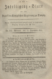 Intelligenz-Blatt für den Bezirk der Königlichen Regierung zu Danzig. 1841, No. 215 (15 September)