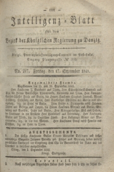 Intelligenz-Blatt für den Bezirk der Königlichen Regierung zu Danzig. 1841, No. 217 (17 September)