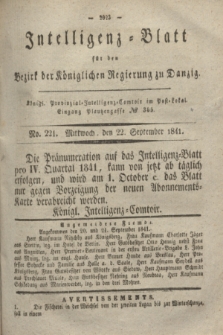 Intelligenz-Blatt für den Bezirk der Königlichen Regierung zu Danzig. 1841, No. 221 (22 September)