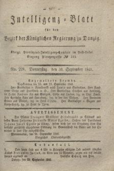 Intelligenz-Blatt für den Bezirk der Königlichen Regierung zu Danzig. 1841, No. 228 (30 September) + dod.