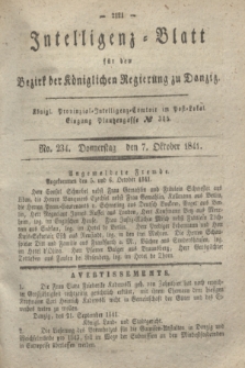Intelligenz-Blatt für den Bezirk der Königlichen Regierung zu Danzig. 1841, No. 234 (7 Oktober)