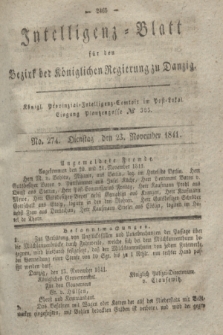 Intelligenz-Blatt für den Bezirk der Königlichen Regierung zu Danzig. 1841, No. 274 (23 November)