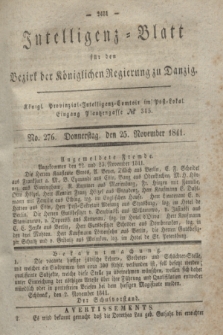 Intelligenz-Blatt für den Bezirk der Königlichen Regierung zu Danzig. 1841, No. 276 (25 November)
