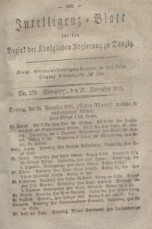 Intelligenz-Blatt für den Bezirk der Königlichen Regierung zu Danzig. 1841, No. 278 (27 November) + dod.
