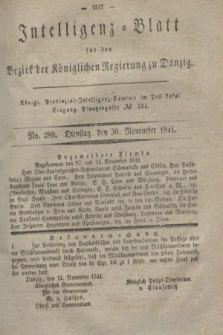 Intelligenz-Blatt für den Bezirk der Königlichen Regierung zu Danzig. 1841, No. 280 (30 November) + dod.