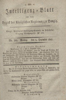 Intelligenz-Blatt für den Bezirk der Königlichen Regierung zu Danzig. 1841, No. 285 (6 Dezember) + dod.
