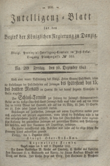 Intelligenz-Blatt für den Bezirk der Königlichen Regierung zu Danzig. 1841, No. 289 (10 Dezember)