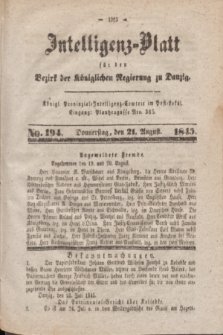 Intelligenz-Blatt für den Bezirk der Königlichen Regierung zu Danzig. 1845, No. 194 (21 August)