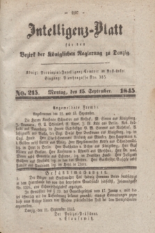 Intelligenz-Blatt für den Bezirk der Königlichen Regierung zu Danzig. 1845, No. 215 (15 September)