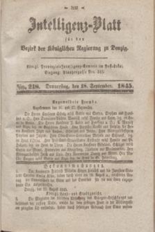 Intelligenz-Blatt für den Bezirk der Königlichen Regierung zu Danzig. 1845, No. 218 (18 September)