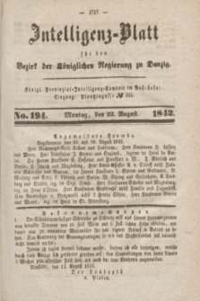 Intelligenz-Blatt für den Bezirk der Königlichen Regierung zu Danzig. 1842, No. 194 (22 August) + dod.