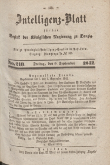 Intelligenz-Blatt für den Bezirk der Königlichen Regierung zu Danzig. 1842, No. 210 (9 September)