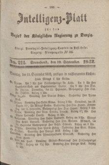Intelligenz-Blatt für den Bezirk der Königlichen Regierung zu Danzig. 1842, No. 211 (10 September) + dod.