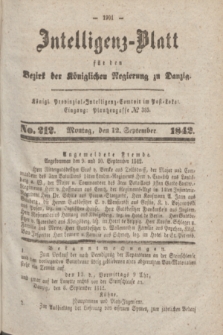 Intelligenz-Blatt für den Bezirk der Königlichen Regierung zu Danzig. 1842, No. 212 (12 September) + dod.