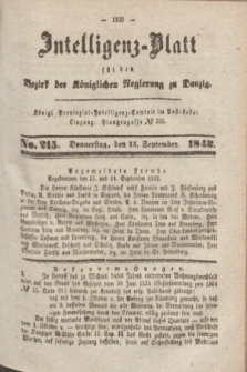 Intelligenz-Blatt für den Bezirk der Königlichen Regierung zu Danzig. 1842, No. 215 (15 September)