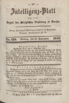 Intelligenz-Blatt für den Bezirk der Königlichen Regierung zu Danzig. 1842, No. 218 (19 September)