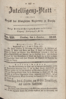 Intelligenz-Blatt für den Bezirk der Königlichen Regierung zu Danzig. 1842, No. 231 (4 October)