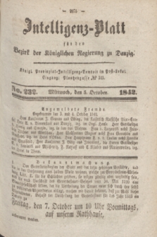 Intelligenz-Blatt für den Bezirk der Königlichen Regierung zu Danzig. 1842, No. 232 (5 October) + dod.