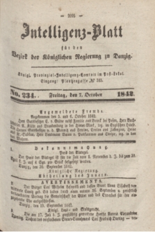 Intelligenz-Blatt für den Bezirk der Königlichen Regierung zu Danzig. 1842, No. 234 (7 October)