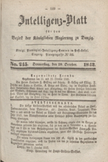 Intelligenz-Blatt für den Bezirk der Königlichen Regierung zu Danzig. 1842, No. 245 (20 October)