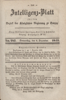 Intelligenz-Blatt für den Bezirk der Königlichen Regierung zu Danzig. 1842, No. 287 (8 Dezember)