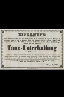Einladung Tanz-Unterhaltung am 5. Februar 1860