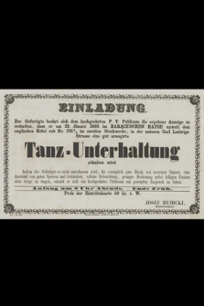 Einladung Tanz-Unterhaltung am 22. Jänner 1860