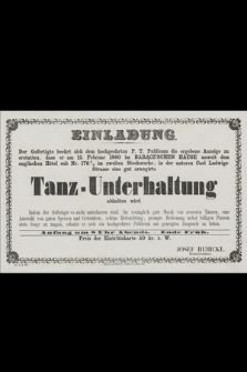 Einladung Tanz-Unterhaltung am 12. Februar 1860