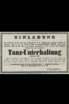 Einladung Tanz-Unterhaltung am 19. Februar 1860