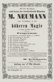 M. Neumann eine Vorstellung in der höheren Magie