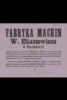 Fabryka machin W. Eliaszewicza w Tarnowie
