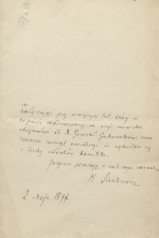Bruliony listów, autografy i fotografie rodzinne Henryka Sienkiewicza z lat 1888-1901