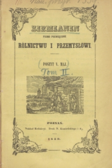 Ziemianin : pismo poświęcone rolnictwu i przemysłowi. T.2, poszyt 5 (maj 1850) + wkładka