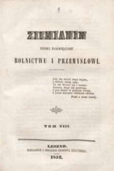 Ziemianin : pismo poświęcone rolnictwu i przemysłowi. [R.3], T.8, [poszyt 5] ([maj] 1852) + wkładka