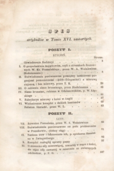 Ziemianin : pismo poświęcone rolnictwu i przemysłowi. [R.6], T.16, Spis artykułów w Tomie XVI zawartych (1855)