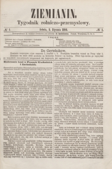 Ziemianin : tygodnik rolniczo-przemysłowy. 1864, № 1 (2 stycznia)