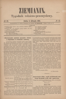 Ziemianin : tygodnik rolniczo-przemysłowy. 1864, № 45 (5 listopada)