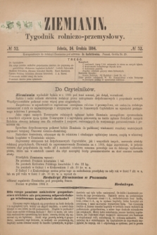 Ziemianin : tygodnik rolniczo-przemysłowy. 1864, № 52 (24 grudnia)
