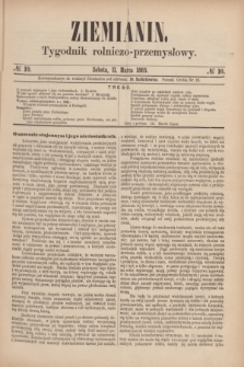 Ziemianin : tygodnik rolniczo-przemysłowy. 1865, № 10 (11 marca)