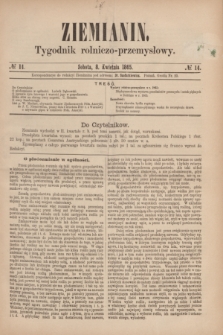 Ziemianin : tygodnik rolniczo-przemysłowy. 1865, № 14 (8 kwietnia)