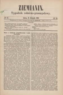 Ziemianin : tygodnik rolniczo-przemysłowy. 1865, № 45 (11 listopada)